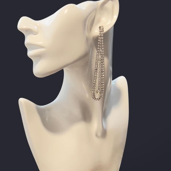 Silver-Tone Crystal Pendulum Drop Earrings - Picture 1 of 1